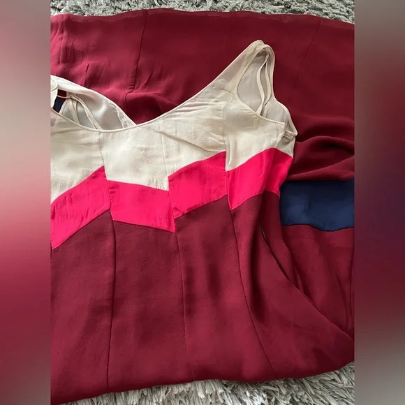 BCBGMaxAzria Burgundy & Pink Sheer Panel Maxi Dress – Size Large (NWT) - Picture 12 of 16